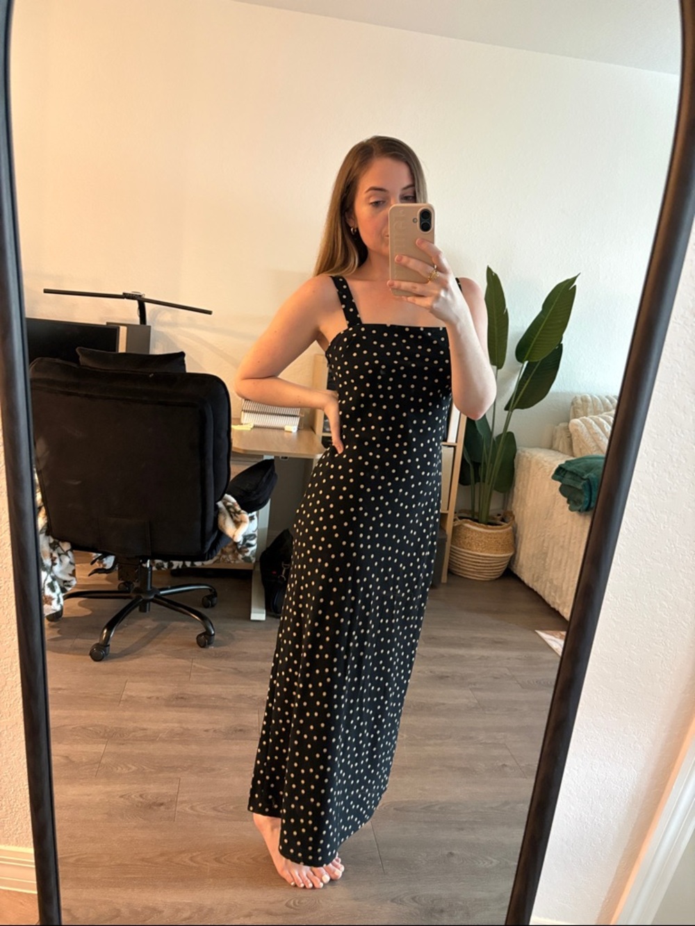 A&F Crepe Slip Midi Dress in Polka Dot